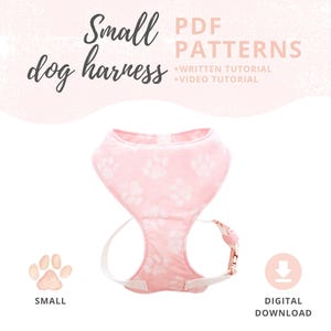 Dog harness PDF sewing pattern - Small size | Adjustable fabric harness Tutorial and Pattern for puppy | Sewing for small dogs