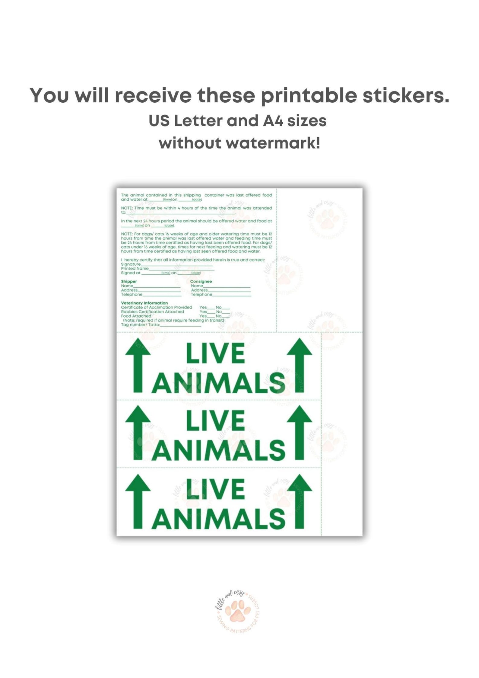 Live Animal Cage Stickers INSTANT DOWNLOAD / Custom Dog Carrier ID ...