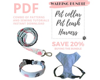 Dog harness pattern / Dog collar and leash DIY / Dog harness pattern for sewing / Dog sewing patterns and instructions / Pet sewing pattern