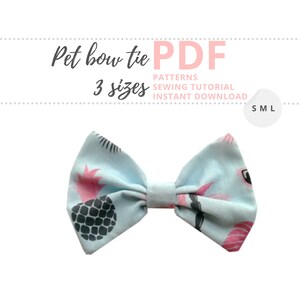 Pet Bow Tie Tutorial and Patterns / Small, Medium, Large / Cat and Dog collar Accessories / Instant Download Sewing Pattern PDF image 1