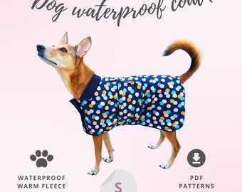 Small Dog jacket pattern, Dog coat sewing pattern, Dog raincoat with fleece pattern, Waterproof dog coat PDF pattern, Dog clothes PDF