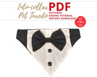 Dog Tuxedo PDF Pattern, DIY Dog Wedding Outfit, Dog Tux Sewing Tutorial, DIY Pet Accessory, Elegant Pet Outfit Design, Dog Tux Bandana