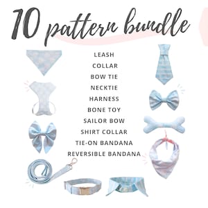 10 Sewing Tutorials and Patterns of dog accessories: pet bandana, bow, collar, leash, necktie, placemat, harness and more!