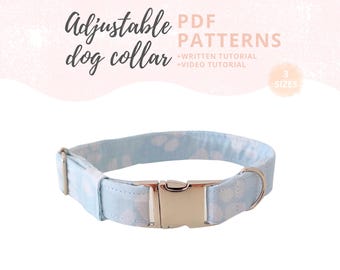 Dog collar pattern and video tutorial | Dog collar sewing pattern Dog | neck collar | Adjustable Fabric dog collar DIY pet accessories
