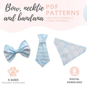 Dog bow tie, necktie and dog bandana pattern / Dog accessories easy tutorials and sewing patterns / Sewing for dogs Instant Download