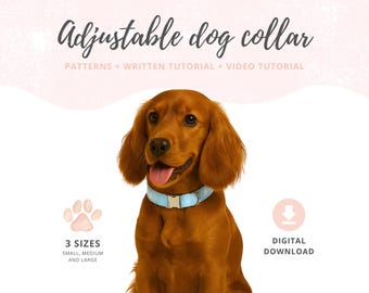 Patrón y videotutorial de collar para perro | Patrón de costura para collar de perro | Collar de cuello | Collar de tela ajustable para perro | Accesorios para mascotas DIY