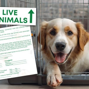 Live animals printable stickers / Live Animals Stickers for airline cargo crates / Pet air travel label PDF / Dog and Cat carrier stickers