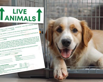 Pegatinas imprimibles de animales vivos / Pegatinas de animales vivos para cajas de carga de aerolíneas / Etiquetas para mascotas en PDF / Pegatinas para transportines de perros y gatos