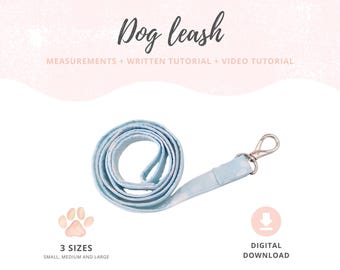 Dog Leash Tutorial and Measurements - Small, Medium and Large | Video Tutorial included | No Pattern needed Sewing Instructions for dog moms