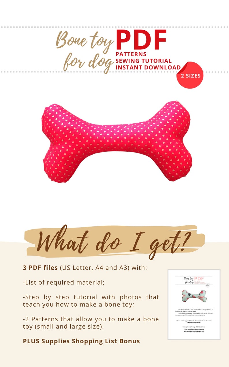 Dog Bone Toy Tutorial and 2 PATTERNS/ Plush / Pet Toy Pattern Etsy