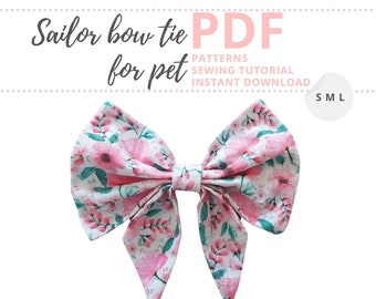 Sailor Bow for pet collar Tutorial and Patterns / Small,  Medium, Large / Cat and Dog collar Accessories / Instant Download Sewing Pattern