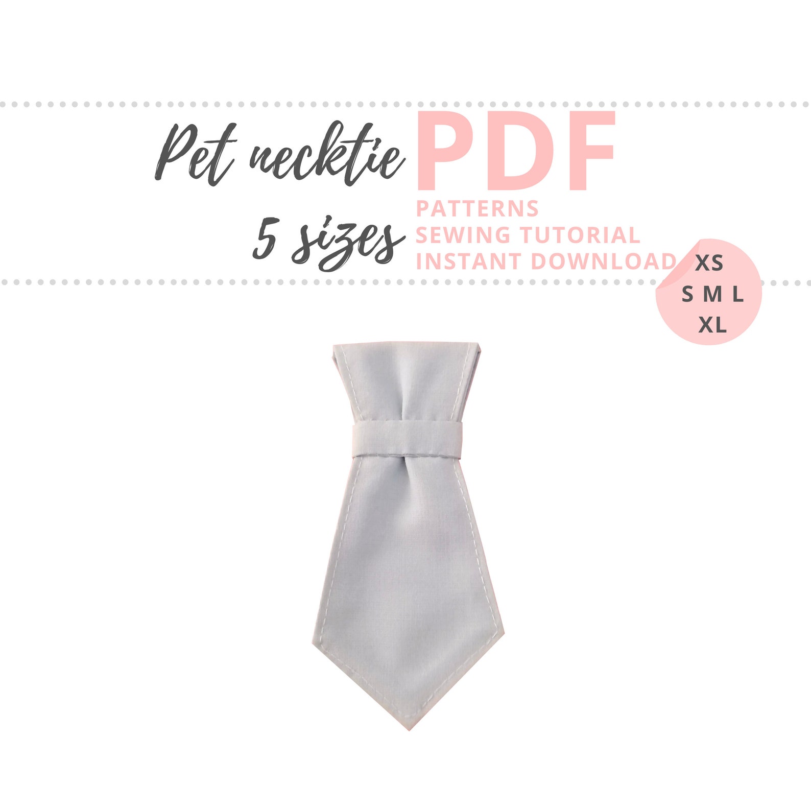 Pet Necktie Tutorial and Patterns / Dog Neck Tie for Wedding / XS, S, M ...