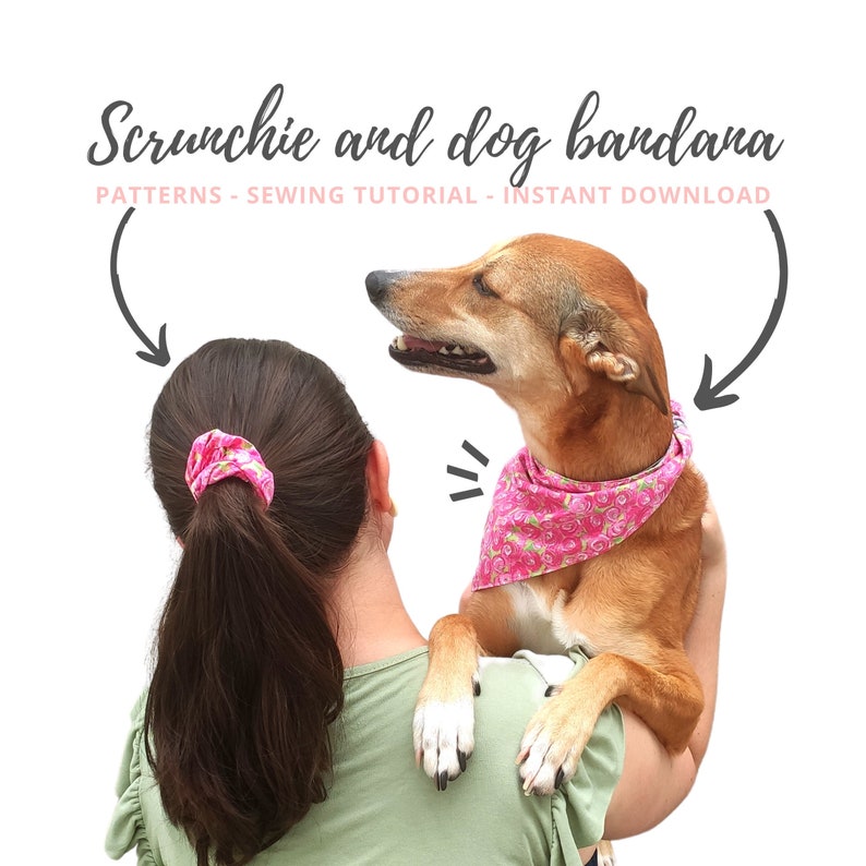 Dog Bandana Pattern With Matching Scrunchie / Matching Dog and Etsy