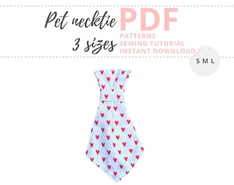 Valentines Necktie Pattern for pet / Dog Neck Tie / Small, Medium, Large / Pet Accessories for collar / Sewing Pattern PDF Download