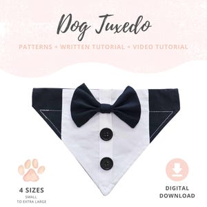 Dog Tuxedo PDF Pattern | Dog Tux Bandana DIY | Dog Wedding Outfit | Dog Tux Sewing Tutorial | DIY Pet Accessory | Elegant Pet Outfit Design