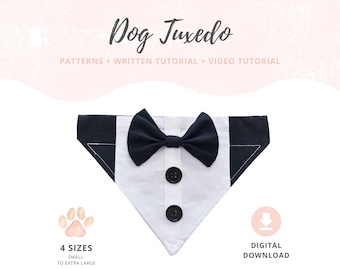 PDF-Schnittmuster für einen Hunde-Smoking | DIY-Hunde-Smoking-Halstuch | Hochzeitsoutfit für Hunde | Nähanleitung für einen Hunde-Smoking | DIY-Haustieraccessoire | Elegantes Haustier-Outfit-Design