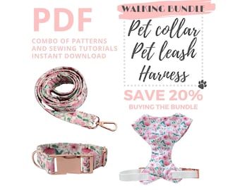 Dog harness pattern / Dog collar and leash DIY / Dog harness pattern for sewing / Dog sewing patterns and instructions / Pet sewing pattern