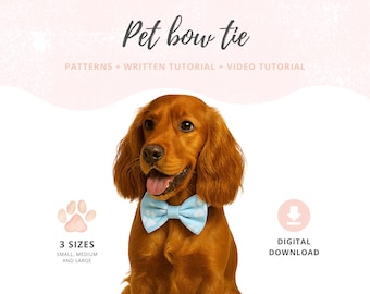 Bow tie pattern and video tutorial | Dog collar bowtie tutorial and pattern | Dog bow pattern | Pet accessories Digital Download