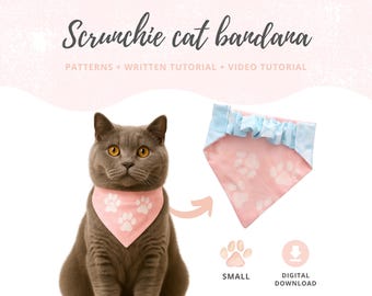 猫用バンダナの型紙 | ペット用スリップオンバンダナのDIY | 小さな