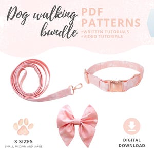 Dog collar, dog leash and sailor bow sewing patterns | How to make collar, leash and bowtie | Sewing patterns for dogs | Instant Download