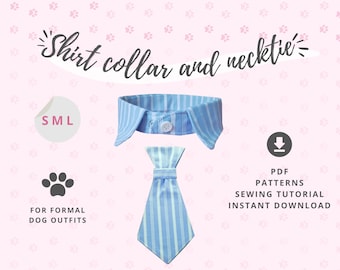 Dog shirt collar pattern and Dog neck tie sewing pattern/ How to Make Pet accessories / Dog wedding outfit / Sewing for dogs / S M L