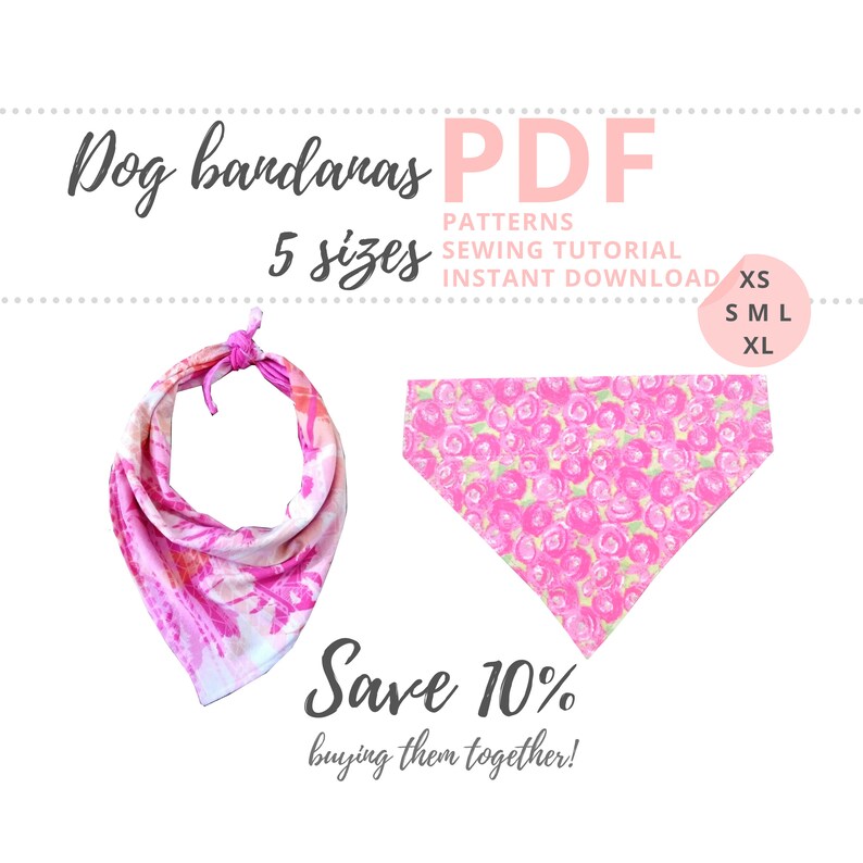 Dog Bandana Pattern PDF / Slip Over Bandana and Tie on Bandana Etsy