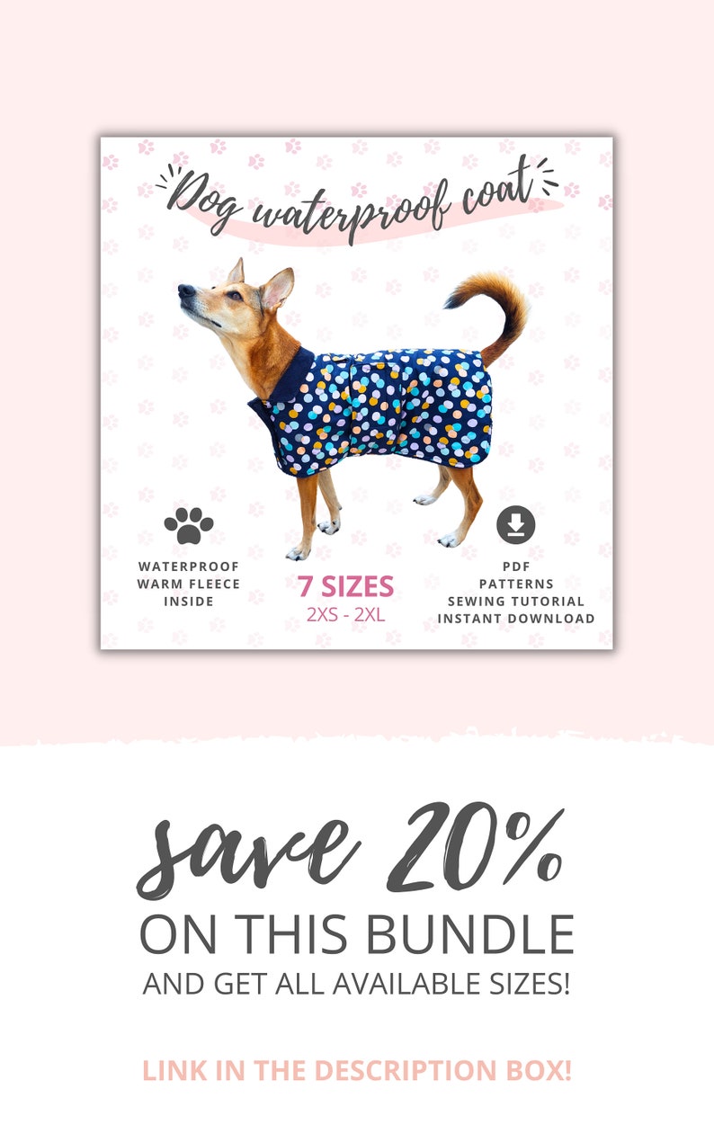 XXL Dog jacket pattern, Giant Dog coat sewing pattern, Dog raincoat with fleece pattern, Waterproof dog coat PDF pattern, Dog clothes PDF image 8