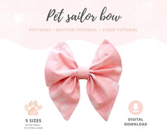 Dog sailor bow tutorial | Dog bow tie sewing pattern | Dog bow ties | Dog collar bowtie | Dog bowtie sewing patterns | Dog sailor bow PDF