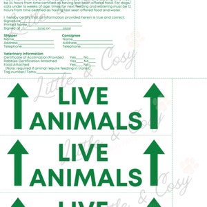 IATA pet stickers / IATA required pet stickers / Airline cargo crate / Live Animal Shipping Label zdjęcie 5