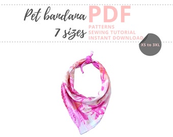 Dog bandana pattern, Dog bandana pattern pdf, Dog bandana sewing pattern, Dog bandana pdf, Dog bandana template, Pet bandana pattern