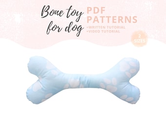 Dog Bone Toy Tutorial and 2 PATTERNS | Plush | Pet toy pattern | Stuffed Bone DIY | Sewing tutorial | Dog Playtime | Instant download PDF