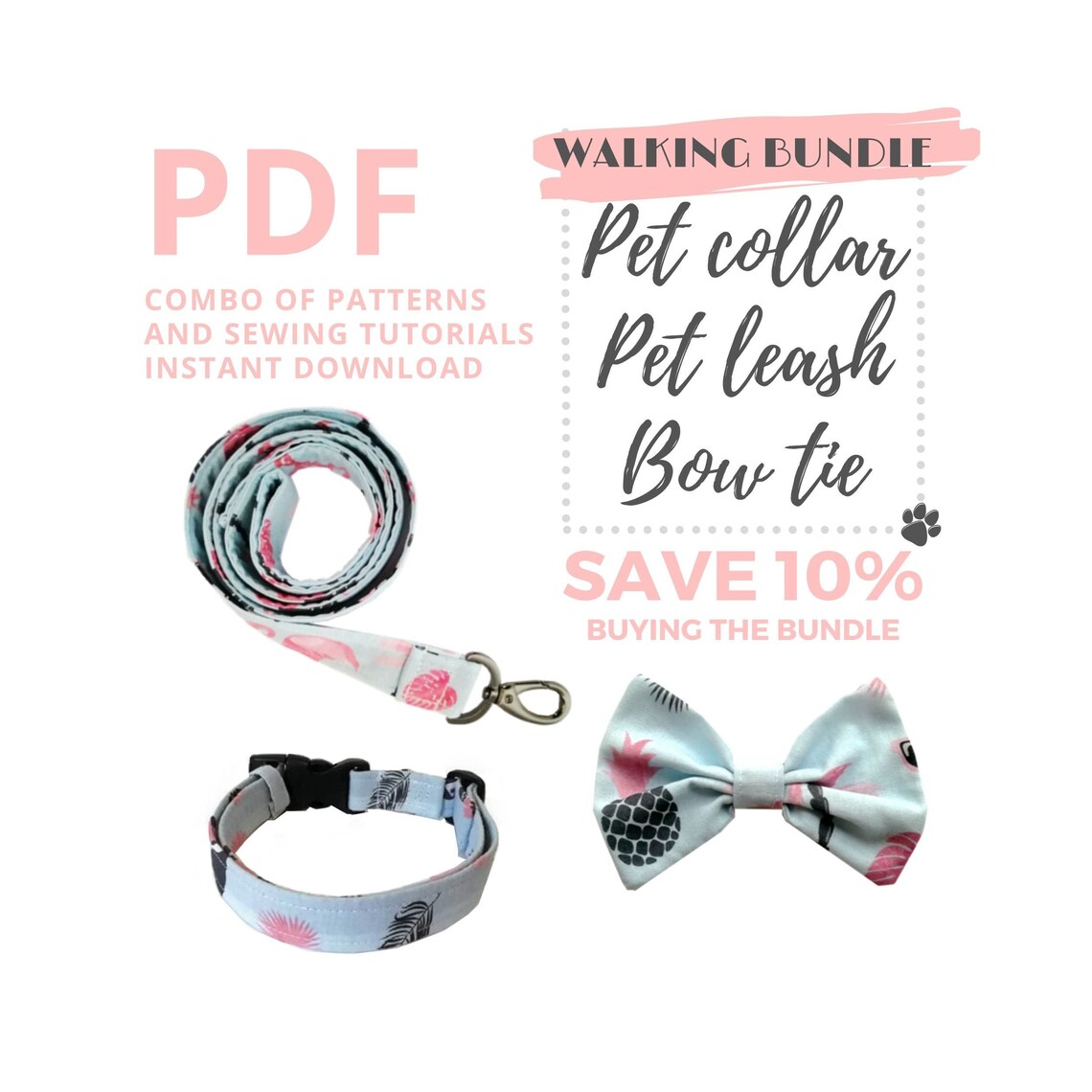Dog Bow Tie Pattern Dog Collar and Leash Sewing Pattern / Etsy