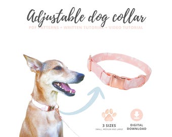 Tutorial y patrones de collares ajustables para perros | Collares para mascotas DIY | Patrones de collares para gatos | Tutorial de costura | Tallas pequeñas, medianas y grandes | PDF