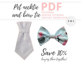 Dog collar accessories PDF patterns / Pet necktie and bow tie how to instructions / Sewing for dogs / Dog wedding accessories tutorial