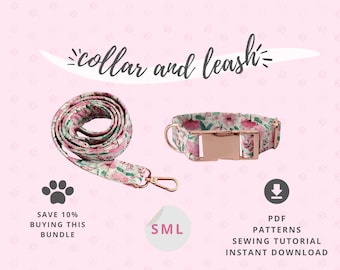 Dog collar and leash PDF patterns / How to Make a Pet Leash and collar / Dog walking supplies sewing tutorial / Sewing for dogs Download