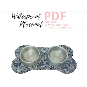 Dog Placemat Tutorial and PATTERNS/ Dog food accessories / Water resistant Bone Bowl mat DIY / Feeding mat for pet PDF / Instant download image 1