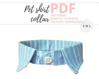 False shirt collar for dog tutorial and sewing patterns / Dog neck accessories / Small, Medium, Large / Detachable fake collar for pets PDF