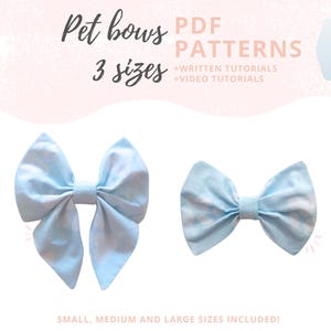 Dog bow tie pattern and sailor bow pattern | 2 Bow collar accessories for pets | Sewing for dogs and cats Instant Download PDF