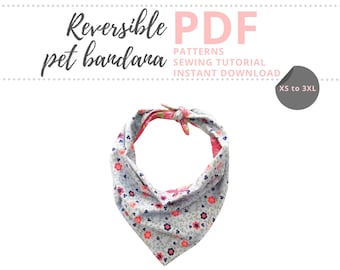 Dog bandana PATTERN PDF / Dog and cat accessories / Pet gift / Reversible Bandana DIY / Dog bandana template / Bandana Patterns