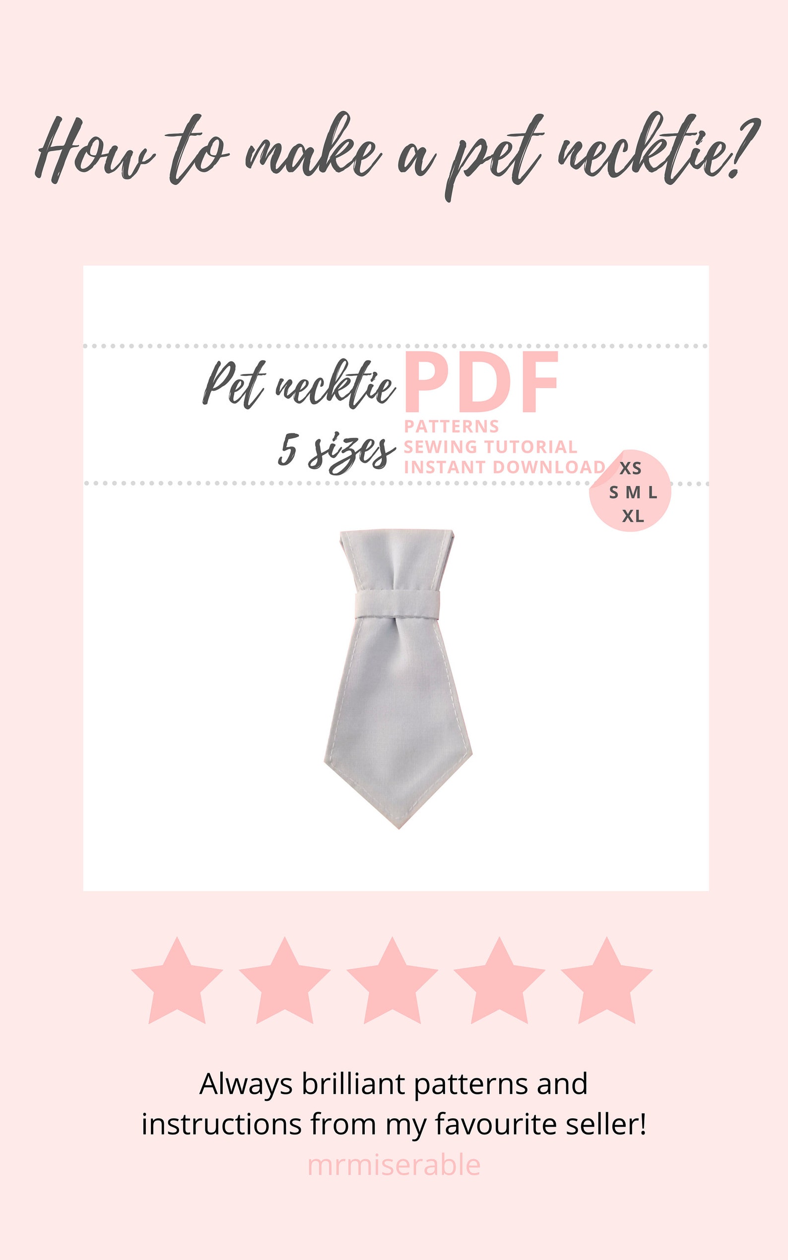 Pet Necktie Tutorial and Patterns / Dog Neck Tie for Wedding / XS, S, M ...