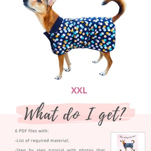 XXL Dog jacket pattern, Giant Dog coat sewing pattern, Dog raincoat with fleece pattern, Waterproof dog coat PDF pattern, Dog clothes PDF image 2