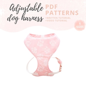 Dog harness sewing patterns XS to XL | Adjustable pet harness DIY Tutorial and 5 Patterns | Vest Harness pattern and sewing instructions