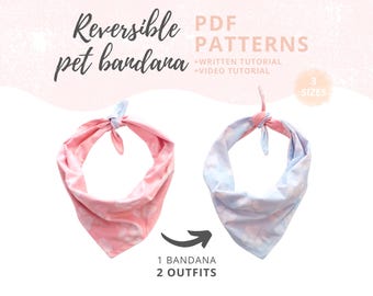 Naaipatroon voor een hondenbandana - 3 maten | Patroon voor een hondensjaal + videotutorial | Omkeerbaar bandana-sjabloon | DIY huisdieraccessoires voor hondenmoeders
