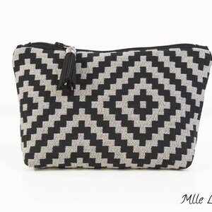 Chic clutch, black diamond jacquard fabric kit made in France image 2