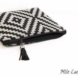 Chic clutch, black diamond jacquard fabric kit made in France image 3
