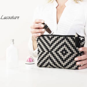 Chic clutch, black diamond jacquard fabric kit made in France image 1