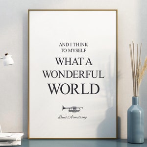 What A Wonderful World, Louis Armstrong Song, Lyric Wall Art - Shipped Giclée Print, Framed Print, Canvas or Digital File
