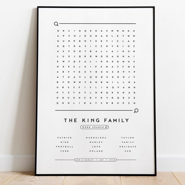 Personalized Family Word Search - Giclée Print, Frame, or Canvas