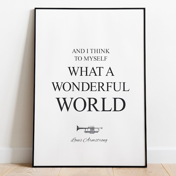 What A Wonderful World, canción de Louis Armstrong, arte de pared lírico - impresión Giclée, marco o lienzo