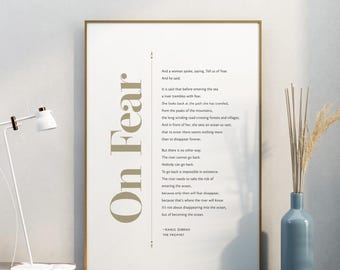 On Fear, Kahlil Gibran Quote, Inspirational Wall Art: Print, Frame, Canvas or Digital File